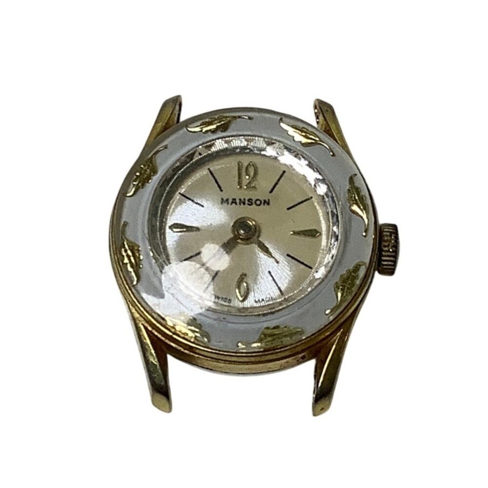 Manson Women's Swiss Made Gold Tone Leaf Bezel Watch Head Vintage Elegant E3-5
